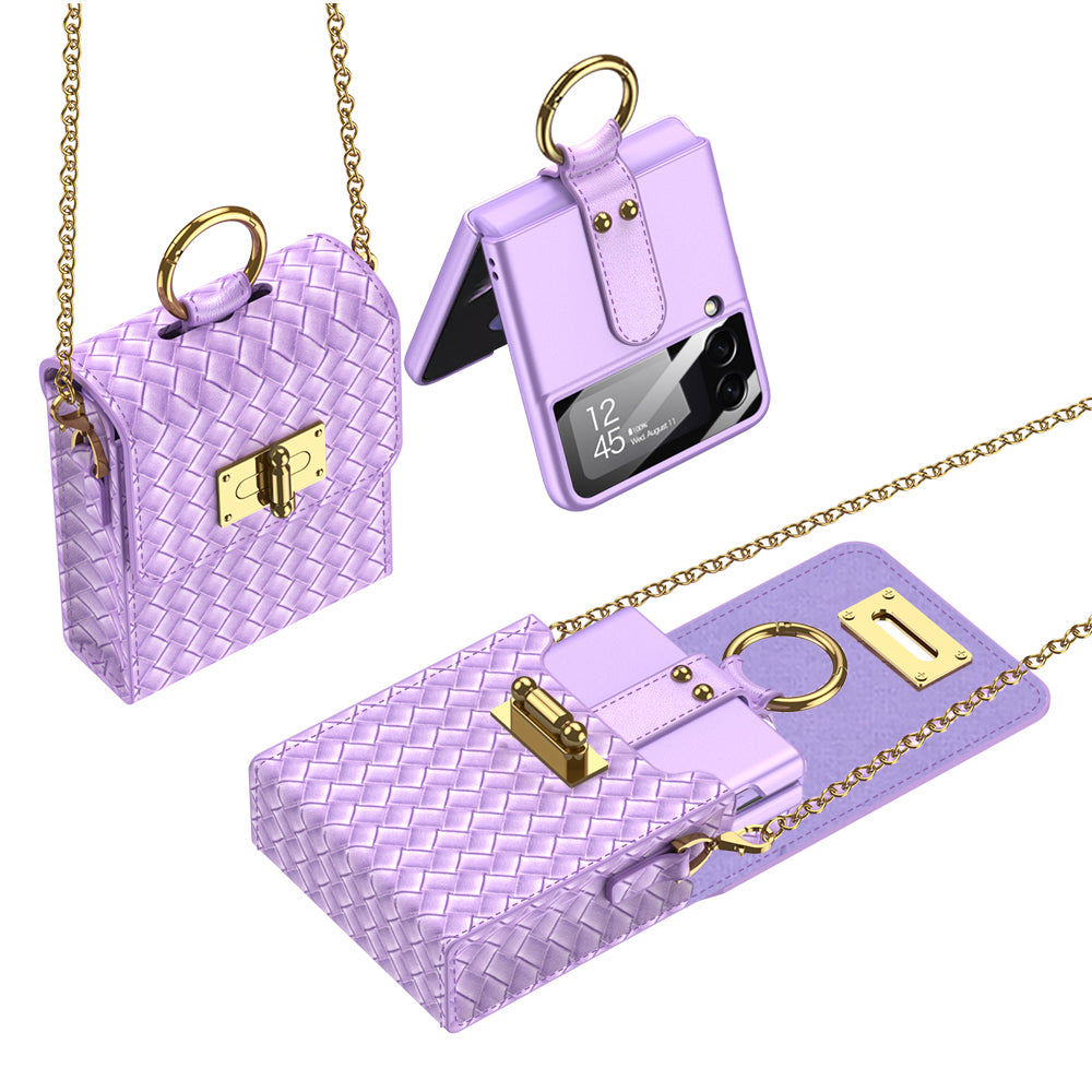 GKK Phone Case Bag for Samsung Galaxy Z Flip5 5G / Z Flip4 5G / Z Flip3 5G / Huawei P50 Pocket Leather Phone Pouch with Chain Shoulder Strap GKK Phone Case Bag for Samsung Galaxy Z Flip5 5G / Z Flip4 5G / Z Flip3 5G / Huawei P50 Pocket Leather Phone Pouch with Chain Shoulder Strap